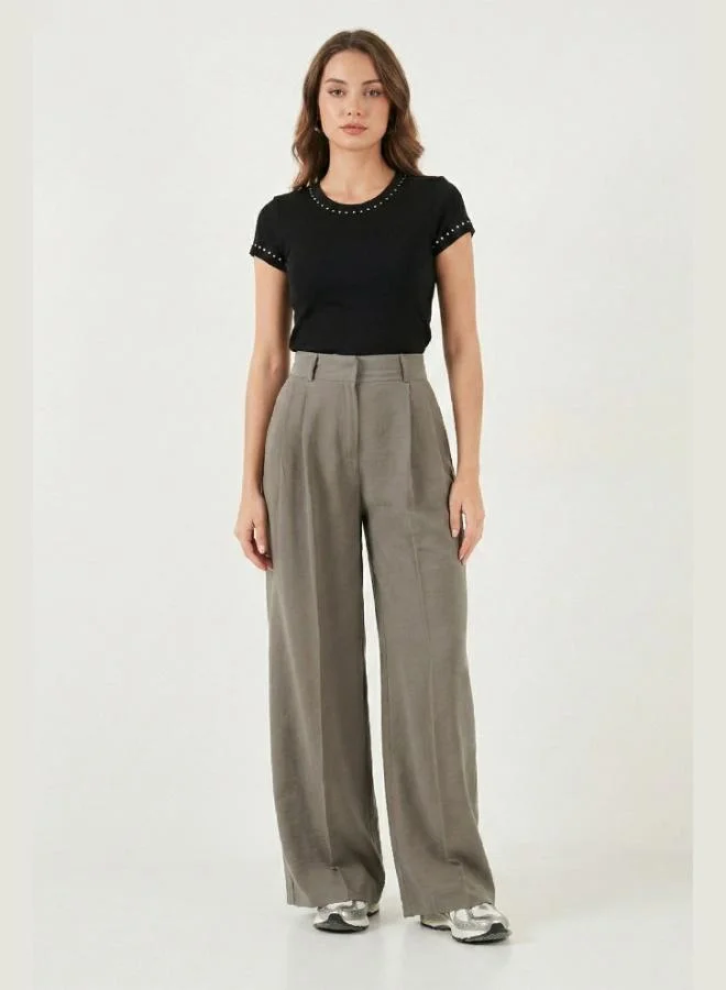 ليلا Lela Wide Leg High Waist Wide Leg Pleated Trousers Women's Pants 6923871